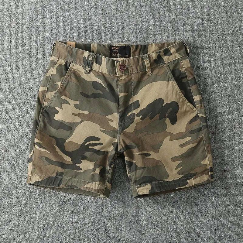 Korean Fashion Camouflage Shorts for Men's Casual Stretch 2025 Summer New Slim Fit and Wear-resistant Shorts Male Clothing