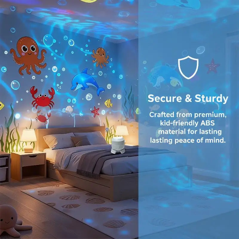 LED Ocean Projector Light 360° Rotating USB Powered Ambient Light Portable Dynamic Night Lamp for Travel Camping Use