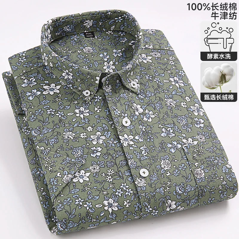 New Men's Striped Fashion Short Sleeve 100% Cotton Oxford Plaid Business Button Down Regular Fit Office Shirt Man Clothing