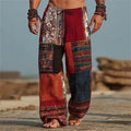 Summer Men's Beach Shorts Relaxed Fit Drawstring Casual Pants 3D Printed Geometric Pattern Breathable Wide-Leg Pants