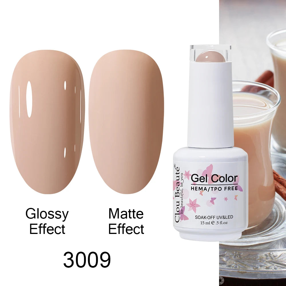 Clou Beaute HEMA TPO FREE Caramel Brown Wine Red Coffee Gel Nail Polish High Pigment Autumn Nail Art Full Coverage UV Varnish