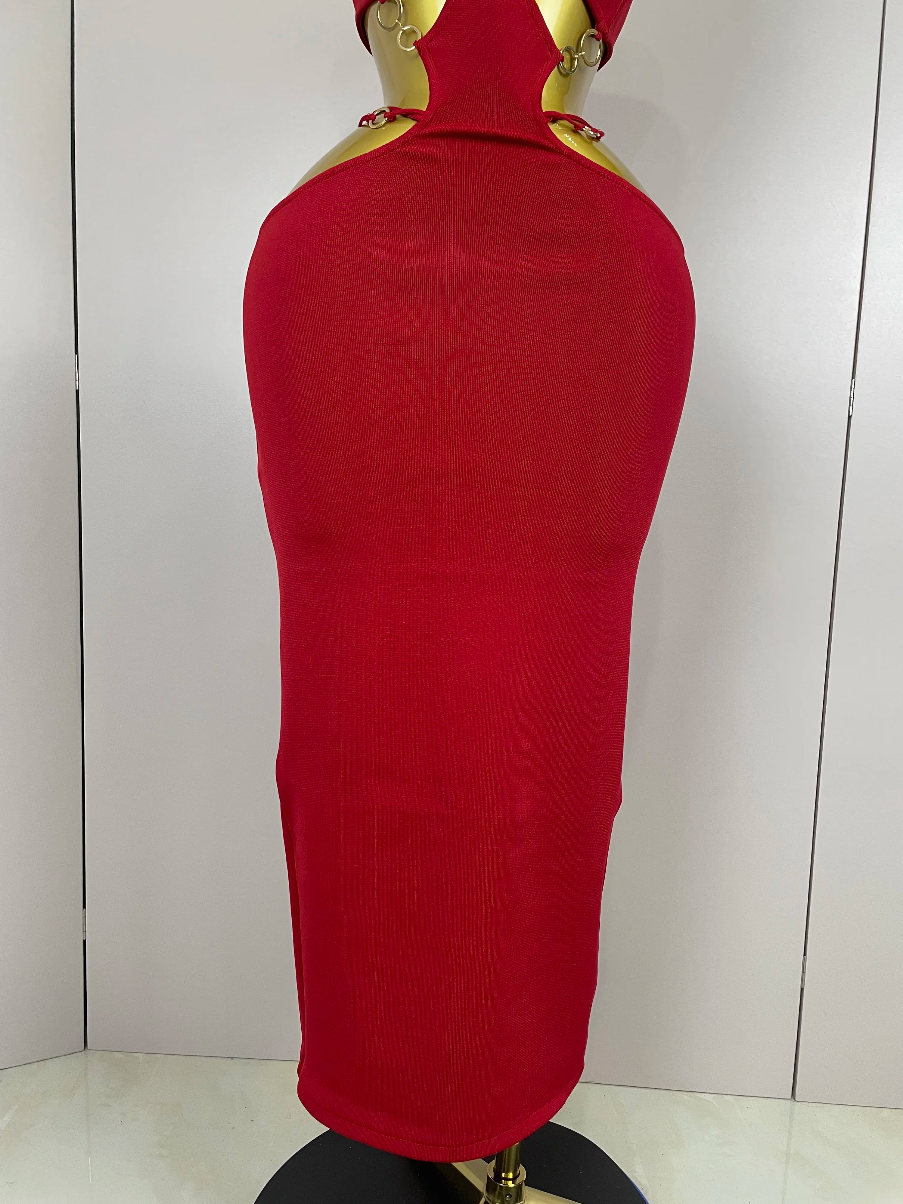 Sexy Halter Hollow Out  Sleeveless Black Red Bodycon Long Bandage Dress 2025 Women Celebate Elegant Luxury Birthday Club Dress