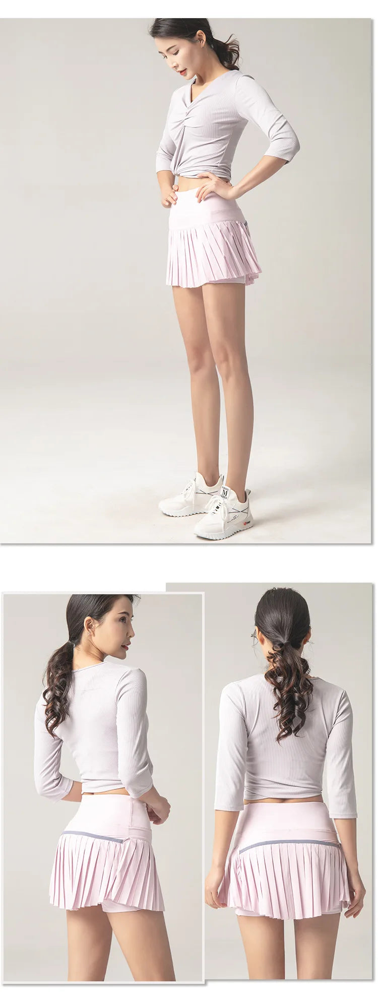 Summer Women Sports Anti Exposure Pleated Golf Tennis Skirts Fitness High Waist Elastic Athletic Run Shorts With Pocket