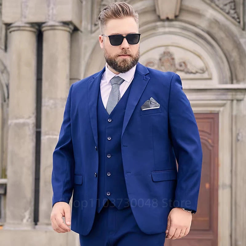 Fat Brother Big Size Men's Suits Formal Business Dress Fashion 3 Piece Set for Wedding Party Prom XS-6XL Jackets Vest Pants