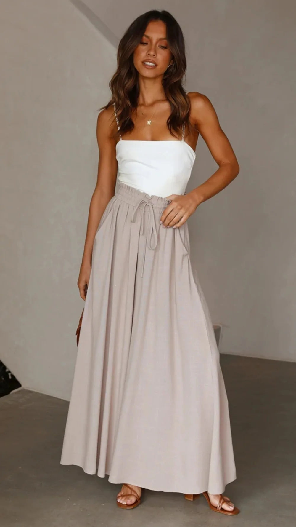 2026 Summer Comfortable Loose Wide Legs Trouser Women' S Pants Casual Simple Style All-match Holiday Vacation Fashion Chic Beach