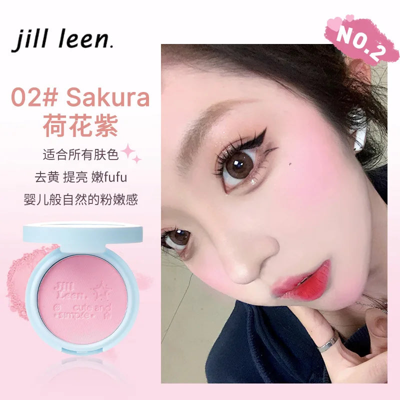 JILL LEEN Monochrome Colorful Soft Mist Blush Disc Highlight Grooming Peach Gills Purple Matte Brightening Expansion Color