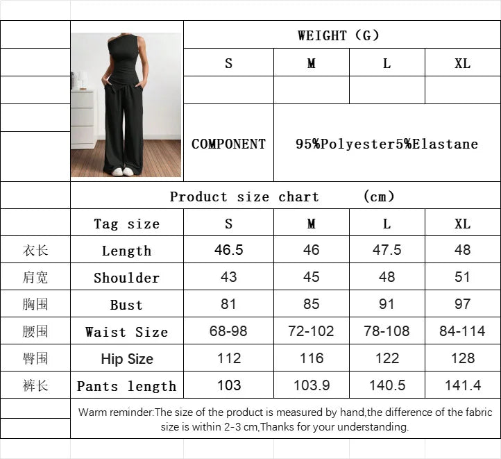 Summer Women Solid Sleeveless Vest Long Pants Fashion Set Sexy Casual Two Piece