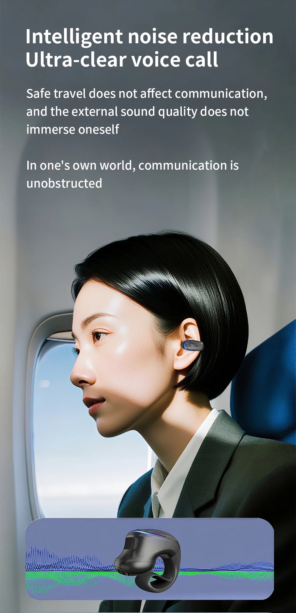 Long Time Wear Ultra Long Battery Life Wireless Bluetooth 5.3 Headset Clip-On Earphone For iPhone For Huawei For Realme For Vivo