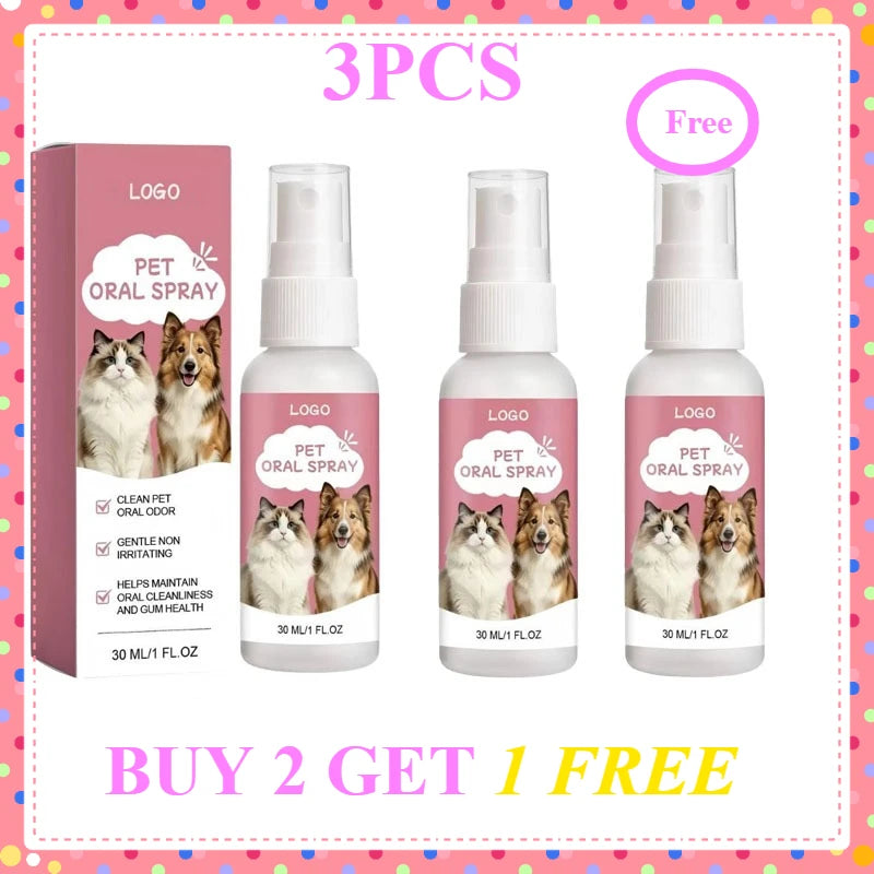 30ml Cat Dog Oral Spray Effectively Reduces Bad Breath Oral Care Spray Suitable for Cat Dog Freshen Breath Pet Cleaning Supplies