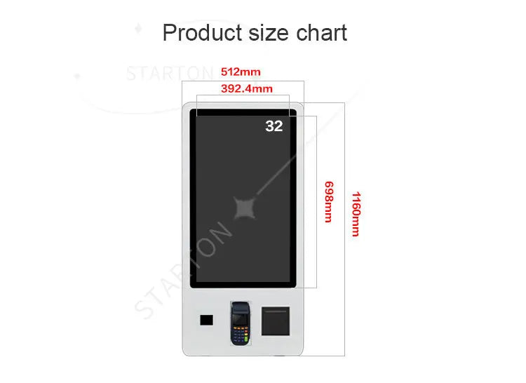 32inch Android Restaurant Menu Kiosks Self Service Ordering Bill Store Terminal Printer Pos Payment Banking Bakery Kiosk Machine