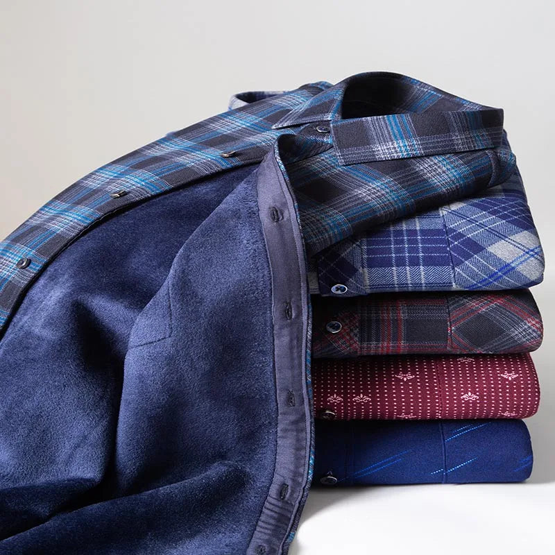 New Men's Autumn Winter Casual Long Sleeve Plaid Shirts Thick Warm Male Casual High Quality Soft Plus Size Business Check Shirts