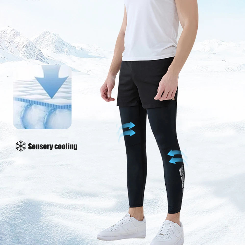 1 Pair Compression Leg Sleeves – Full Length Long Knee UV Protection Sleeves for Outdoor Sports – Cycling, Football, Basketball