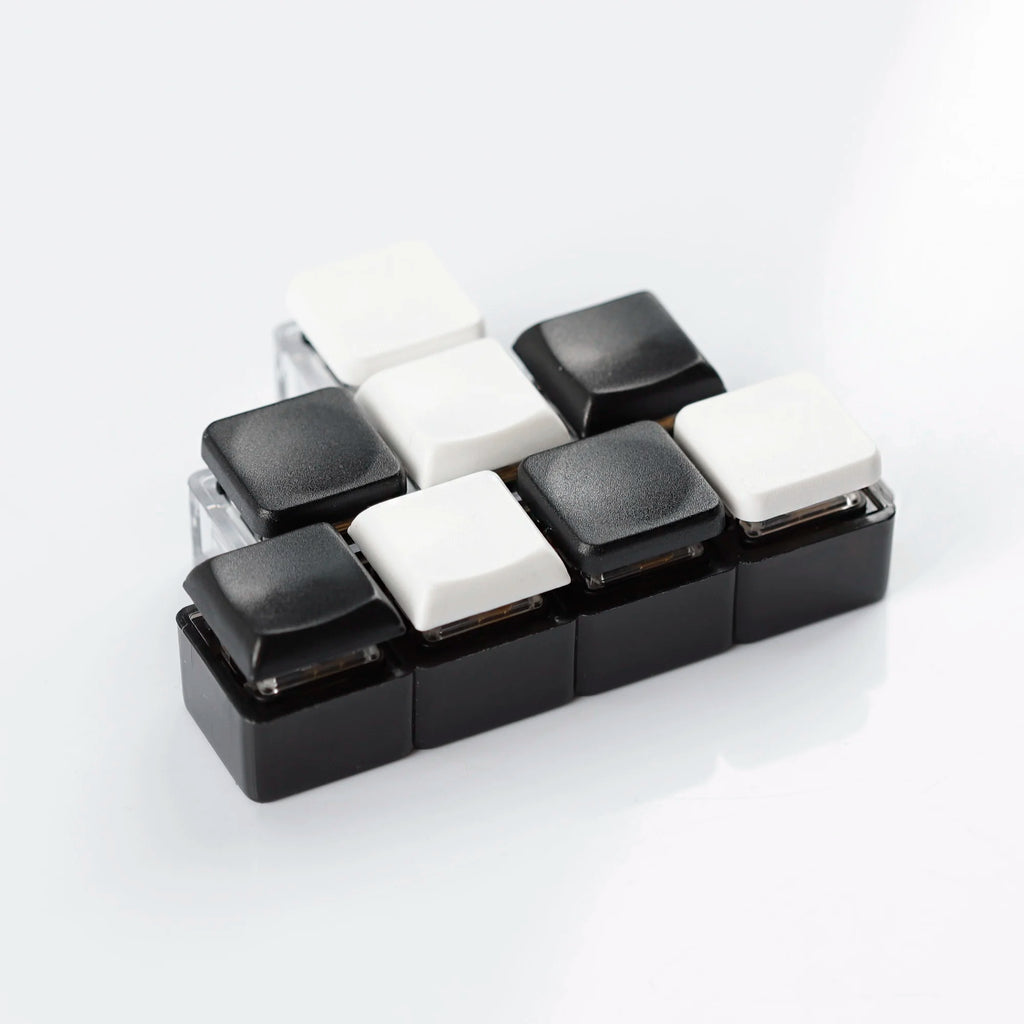 YMDK Square Round 1u Low Profile Blank Black White Keycaps PBT Material DIY for 1350 Switches Mechanical Keyboard