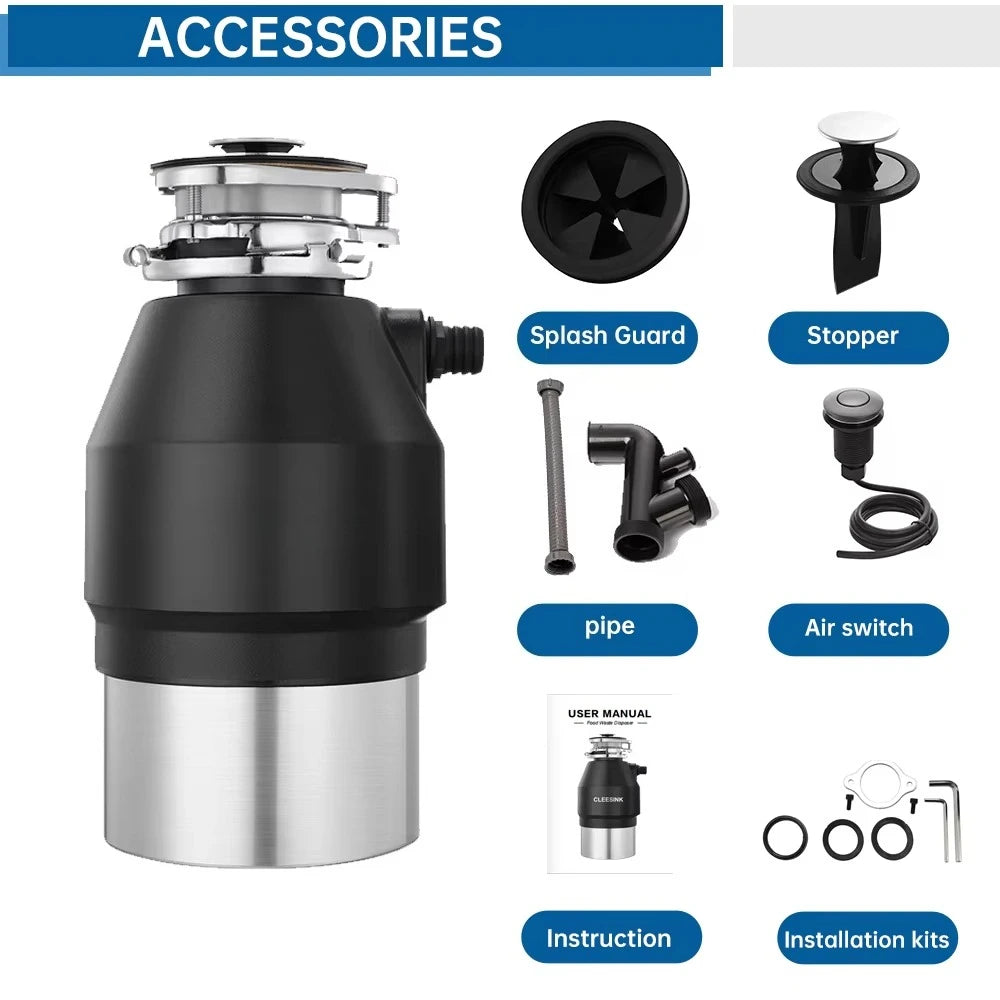 1 H P Continuous Feed Waste King Sink Garbage Disposal Trituradores De Desperdicios De Comida Repuestos for Home Electric