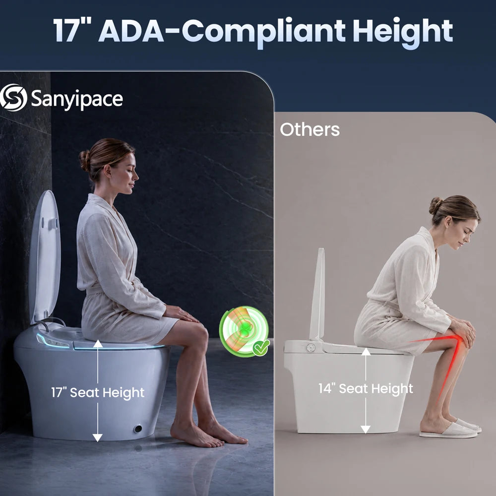 Sanyipace Smart Toilet and Bidet 110V 1000g MaP Auto Flushing Build in Tank Instant Hot Water Warm Dryer Elongated Toilet with ADA Comfort Height Toilet