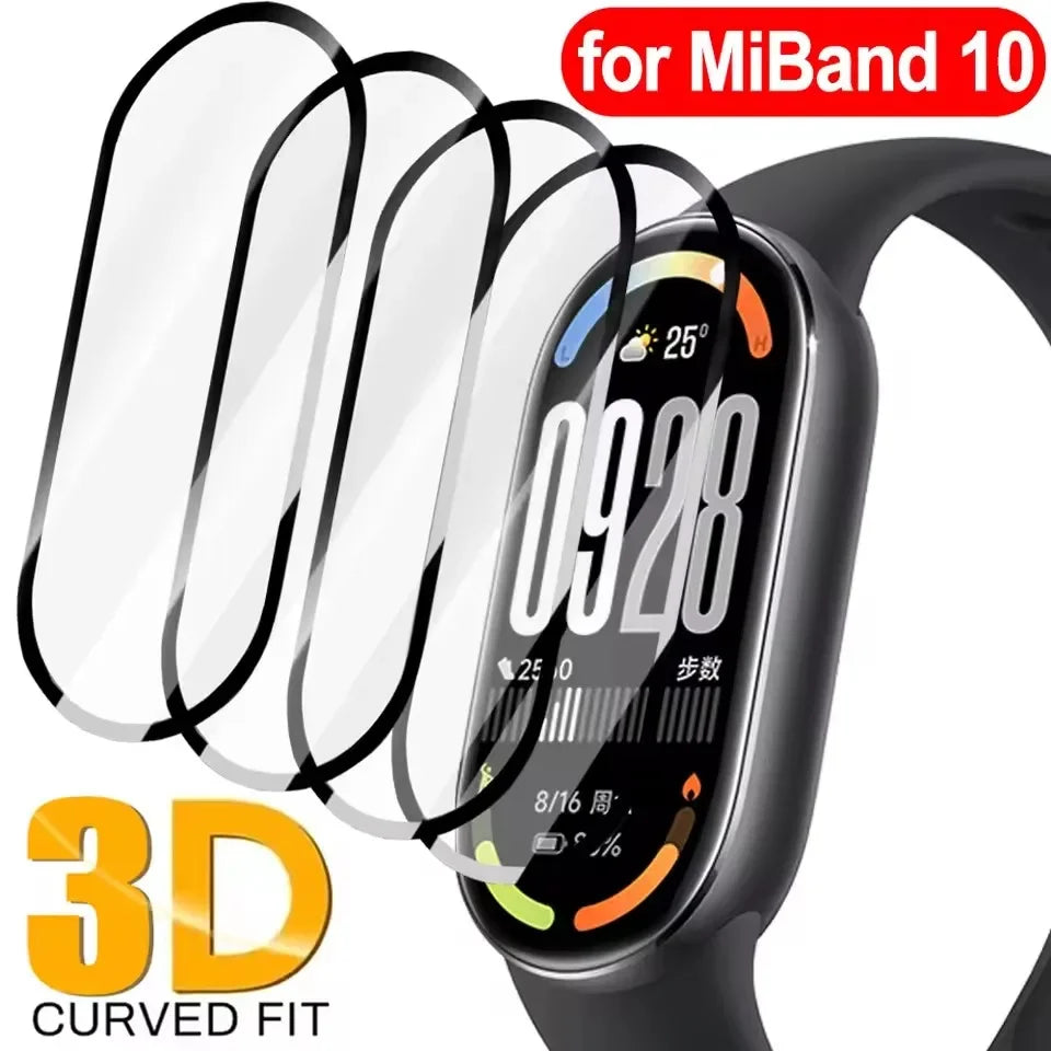 1-5PCS for Xiaomi Miband 10 Screen Protectors 9D Curved Full Coverage Anti-Scratch Protective Films for Mi Band 9 Watch Cover