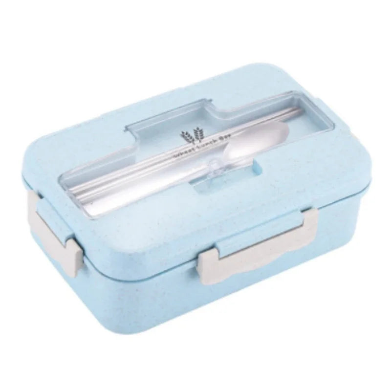 Microwave Lunch Box Wheat Straw Dinnerware Food Storage Container Children Kids School Office Portable Bento Box Lunch Bag