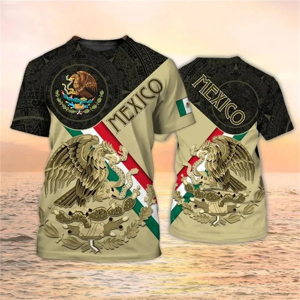 Mexico T-Shirts Mexican Flag 3D Print Streetwear Men Women Casual Fashion Oversized Short Sleeve T Shirt Male Tees Tops Clothing