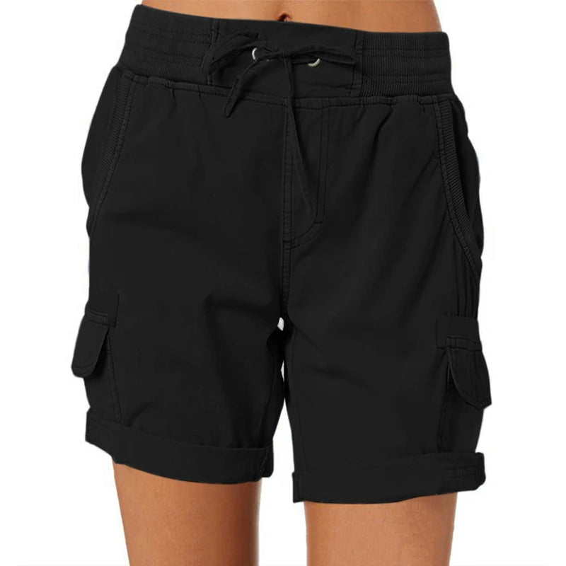 Womens Cargo Pants Shorts Soft Comfortable Casual Cotton Elastic Waist Shorts Summer Bottoms Jeans High Waisted Cargo Pants