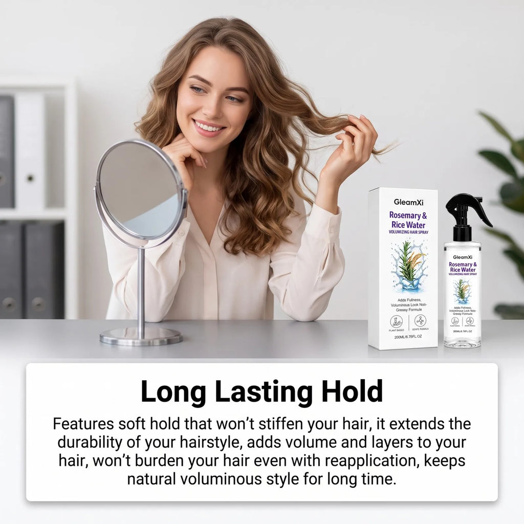 Rosemary Rice Water Volumizing Hair Spray Lightweight Non Greasy Root Boost Smooth Frizzy Hair Natural Looking Volume 200ml