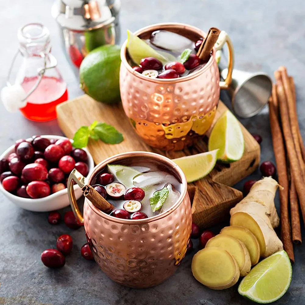 1-6PCS Cocktail Wine Cup Moscow Mule Mugs Stainless Steel Copper Plated Juice Beer Cup Coffee Mugs Bar Champagne Party Drinkware