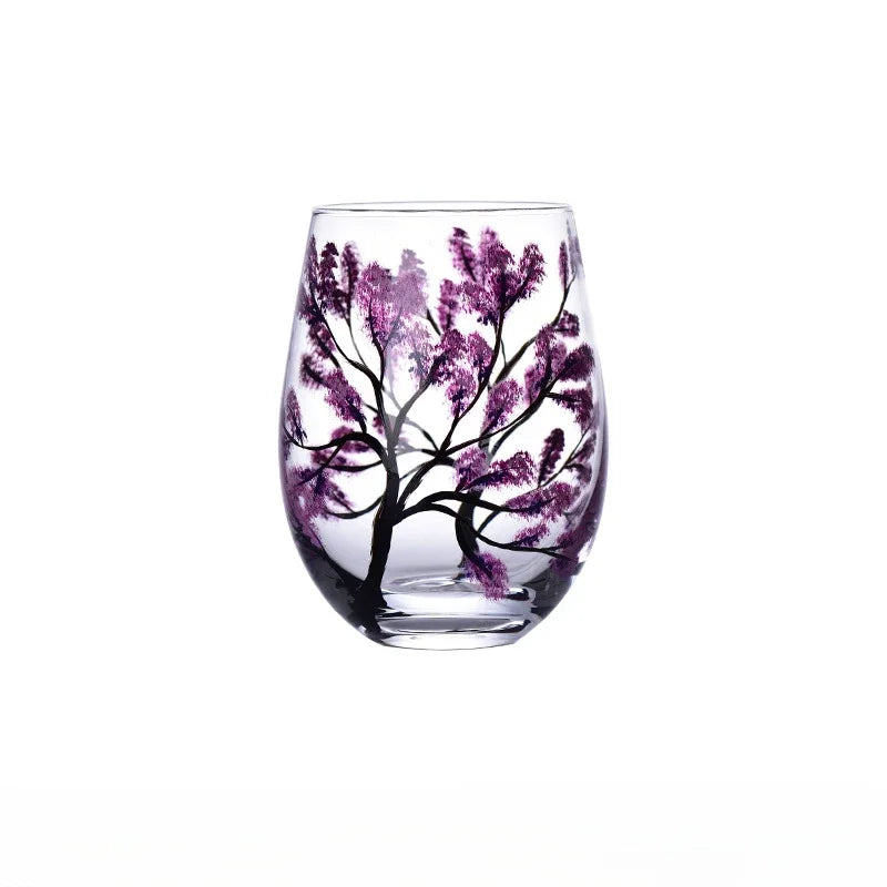 Creative Hand-Painted Crystal Goblet, Four Seasons, Wine Glasses, Drinking Glasses, Cocktail Glass