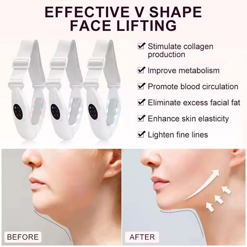 Face Lifting Device Red Light Skin Rejuvenation V Face Massager Double Chin Lift Up with Remote Control Facial Beauty