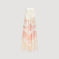 Romantic White Pink Tiered Lace Maxi Dress Spaghetti Straps Cross Back Tie Closure Flowy Skirt Women Date Party Vacation Outfit
