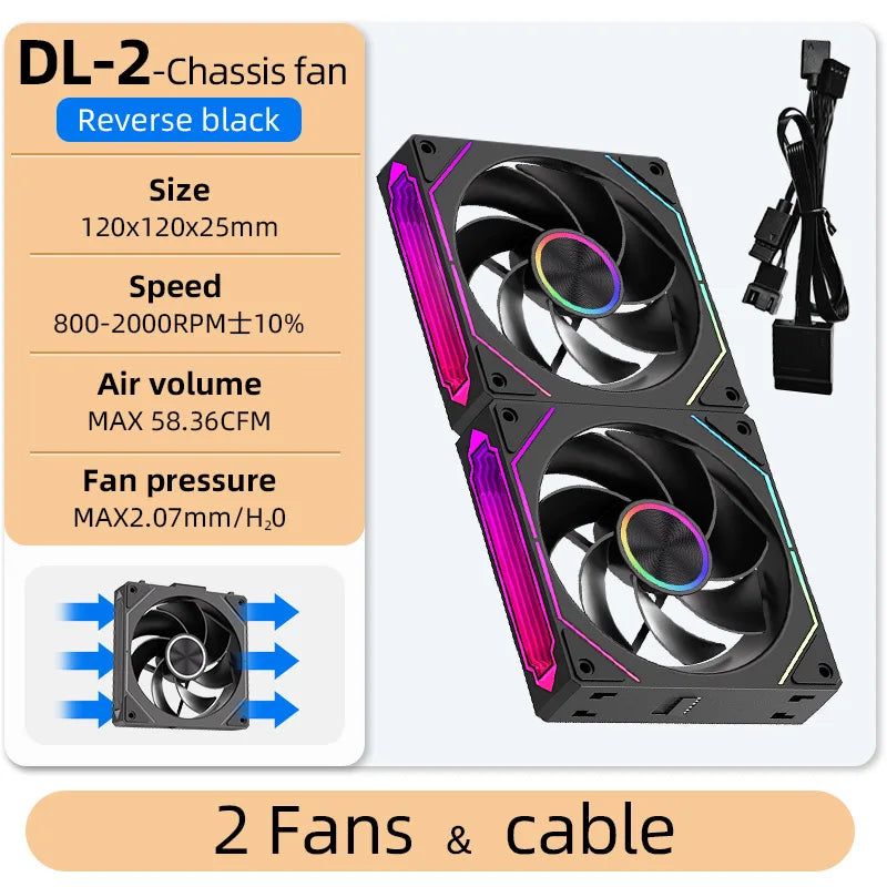 Coolcirc DL-2 Modular Wireless Splicing 120mm PC Case Cooling Fan ARGB Infinite Mirror Lighting Effect for Computer Water Cooler