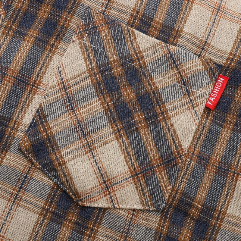 Men Shirt Plaid Flannel Long Sleeve Plus Size Loose Hip Hop Street Mens Casual Shirt Oversized Male Soft Dress Shirt Dropshippig