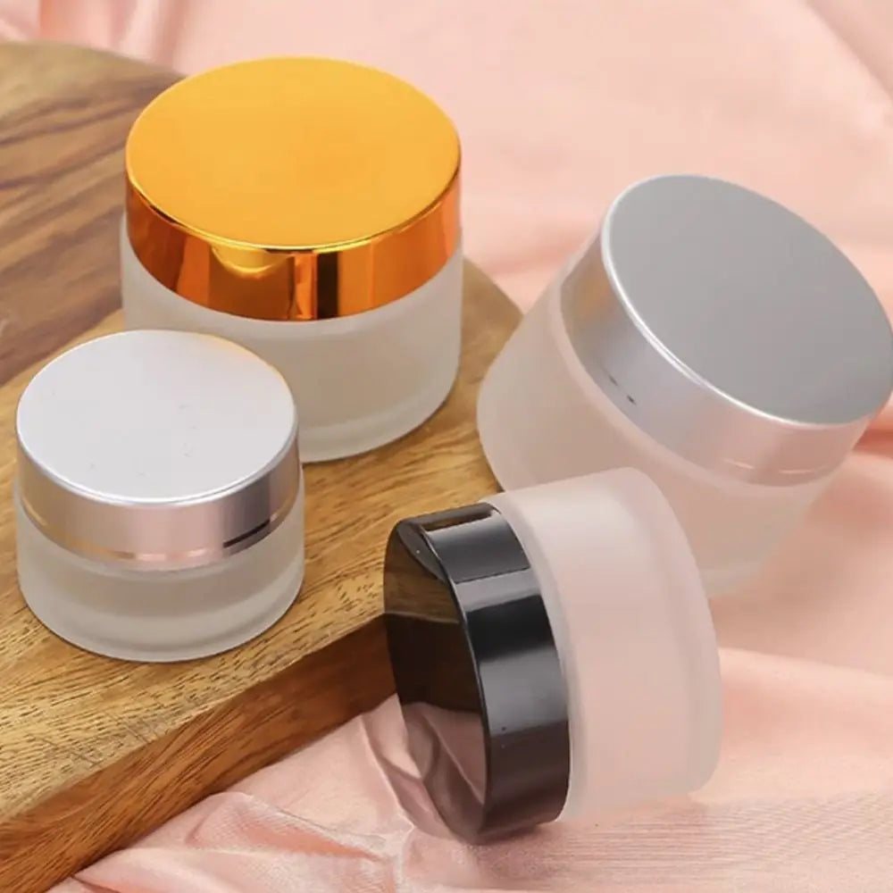 5-50g Frosted Glass Cream Jar Silver/Gold/Black/White Liquid Foundations Face Cream Bottles Eye Shadow Lip Balm Makeup Jar