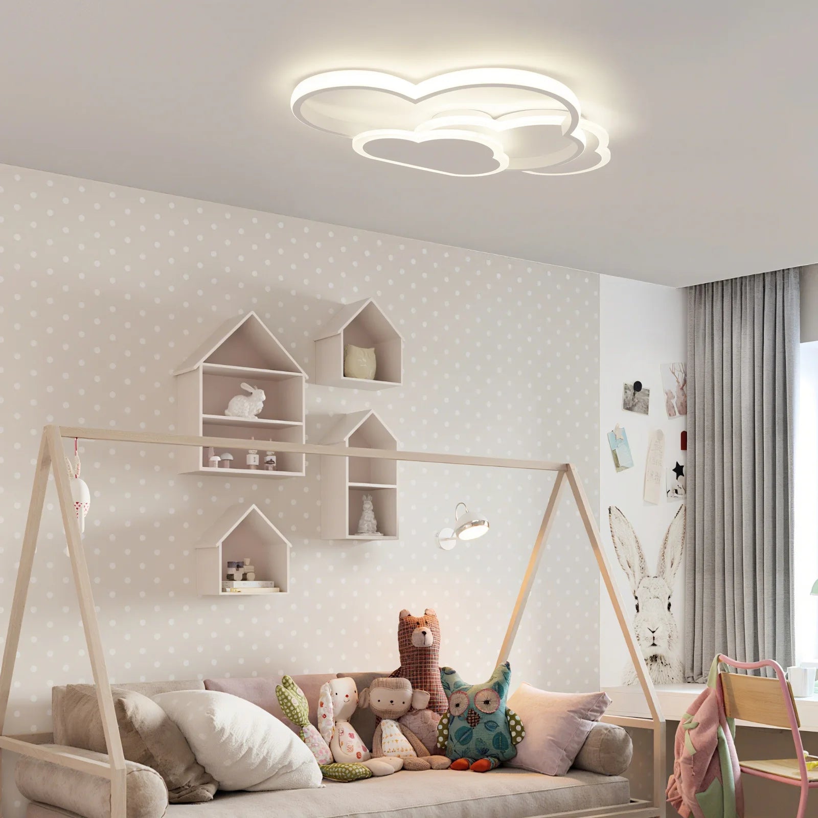 Cloud Shape LED Ceiling Light Fixture Modern 3-Color Lighting Acrylic Ceiling Lamp for Living Room Bedroom Kid's Room 52x31cm