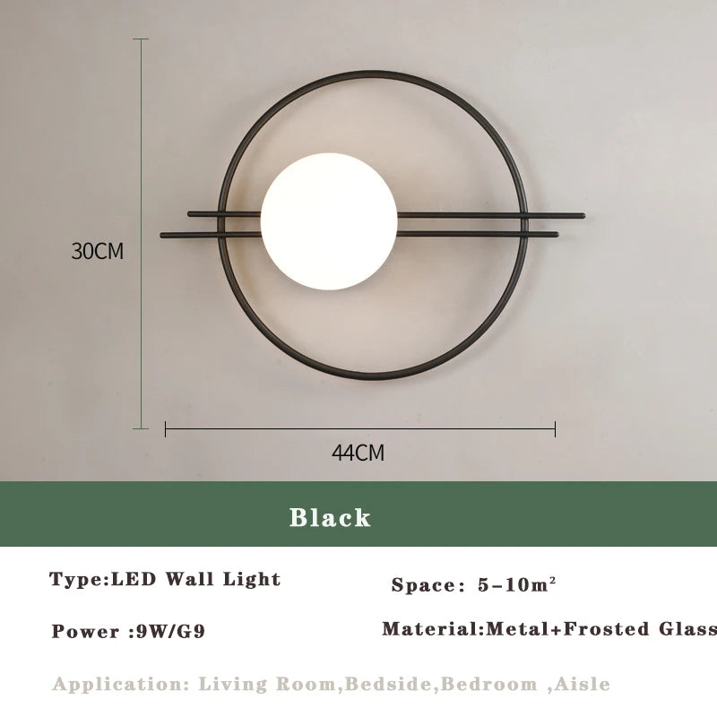 Modern LED Wall Lamps Black Gold Glass Ball Wall Sconces Living Rom Bedroom Hotel Decor Wall Lights Bedside Lights Aisle Lamp G9