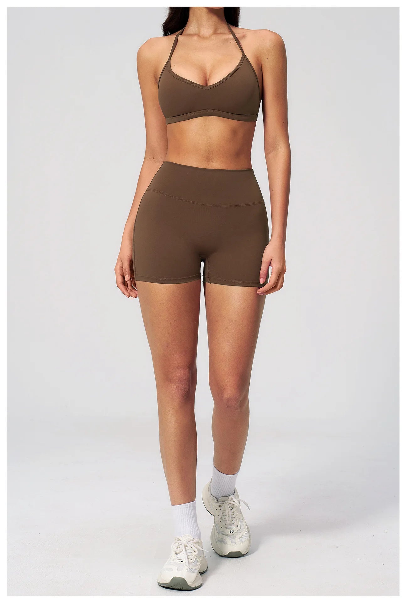 2 Pieces Yoga Set Women Tracksuit Backless Halter Tops High Waist Shorts Gym Suits Fitness Sportswear Workout Sets Athletic Wear