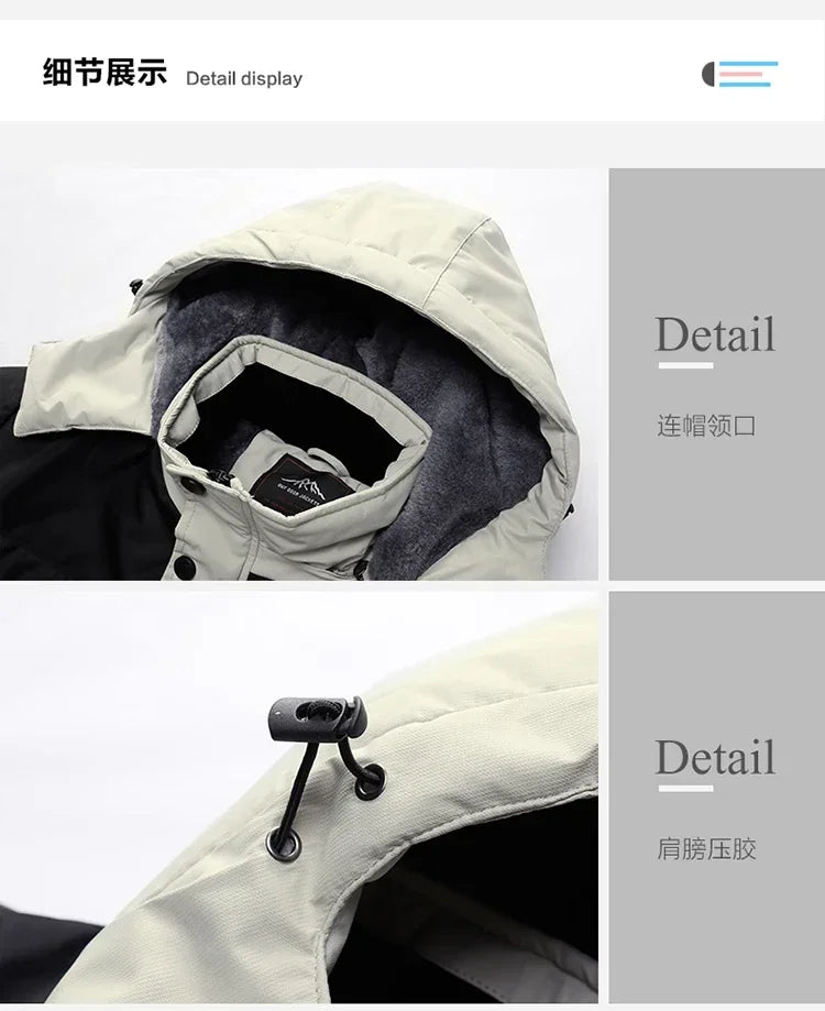 Men's Casual Warm Jackets Mens Plus Velvet Thickening Hooded Coats Ski Suit Coat Winter Jacket Men Parka 6XL 7XL 8XL Jacket