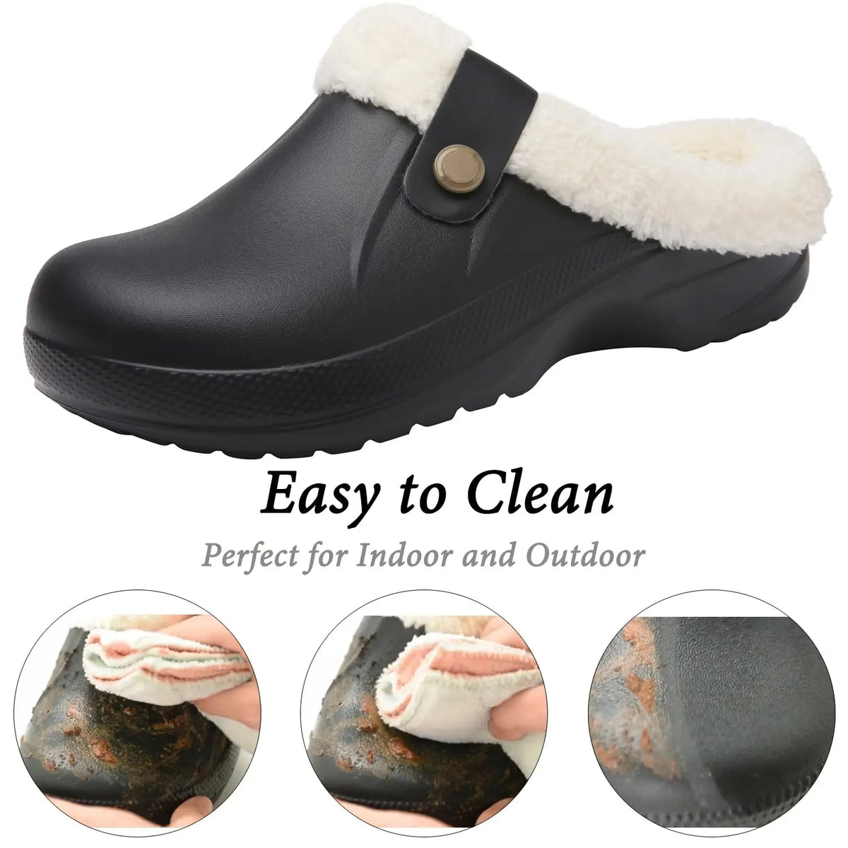 Evshine Warm Winter Man Slippers Antislip Waterproof Men Slippers Warm Comfy Clogs Fuzzy Fur Shoes Classic Plush Bedroom Slipper