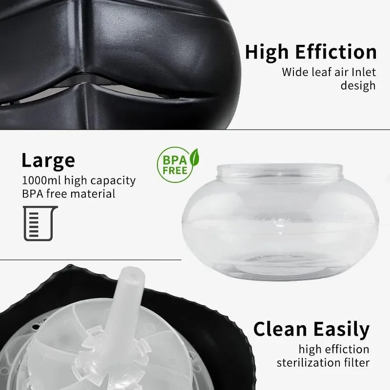 AC220V Water-Based Purifier Air Washer, Air Revitalizer & Freshener, Air Fresher with 7 LED Color for Rooms (Black)