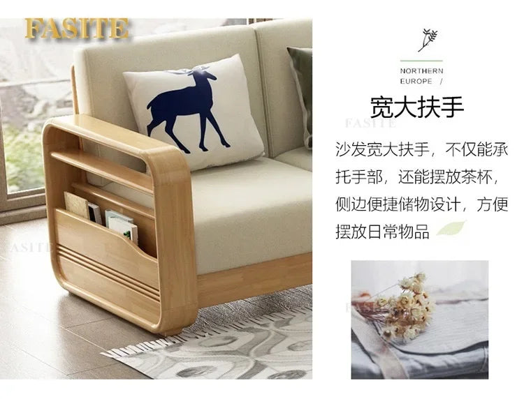 Furniture Nordic Solid WooWooden Living Room Simple sehold Turning Divan Small Apartment