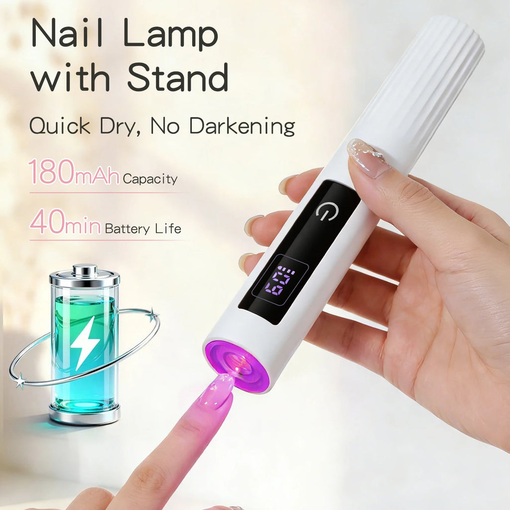 Mini UV Light Cure Nails Lamp with Stand Handheld UV Light with Display for Gel Nail Rechargeable USB Nail Dryer for Fast Curing