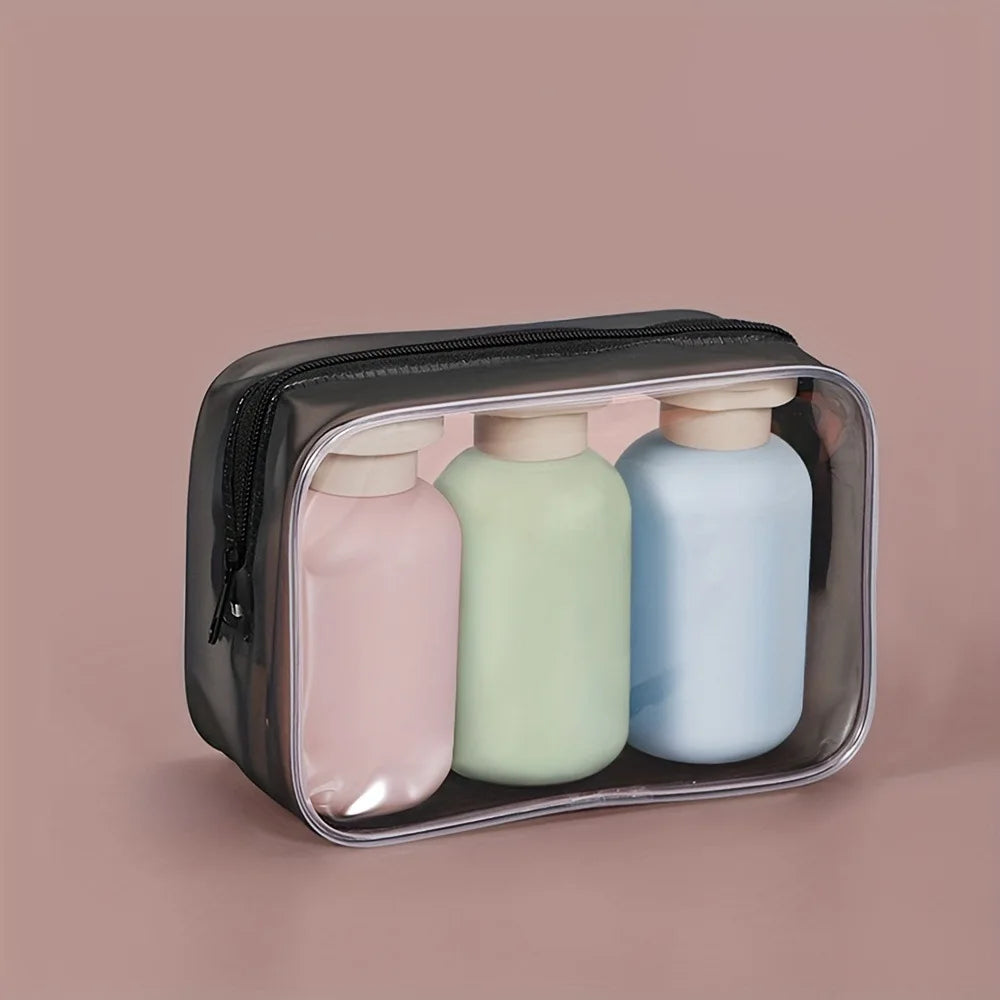 3pcs 100ml Plastic Travel Shampoo Bottles Clear Blue Shampoo Lotion Shower Gel Foam Pump Bottles
