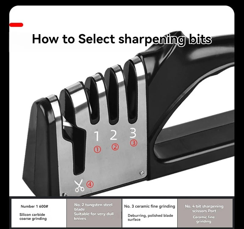 Multifunctional Kitchen Knife Sharpener 4 Segments Portable with Non-slip Base Household Essential Gadgets for Sharpening Knives