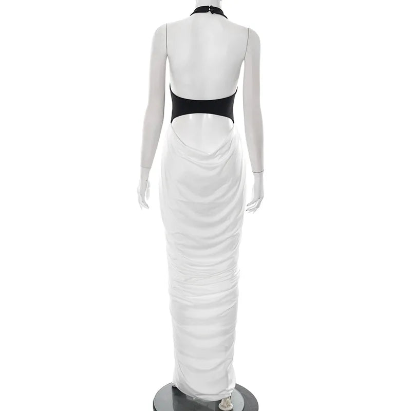 Talenza Elegant Evening Dress Women Fashion Slim Sleeveless Shrinking Clash Long Dress Vintage High Waisted Luxury Summer Dress