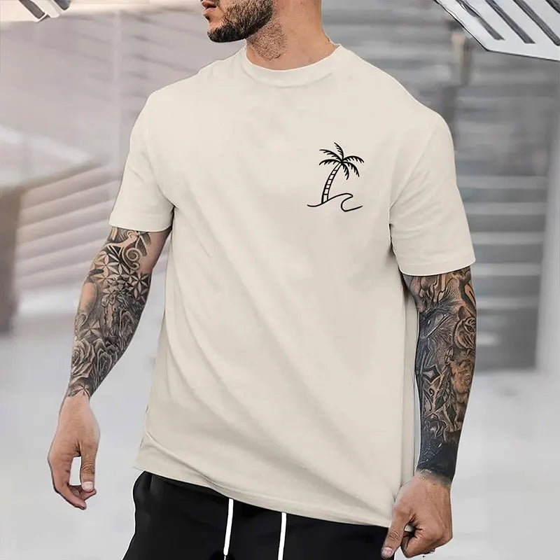 2024 New Pure Black Men's Short-sleeved T-shirt Simple Letters Printed Round Neck T-shirt Street Casual Temperament Men's Tops