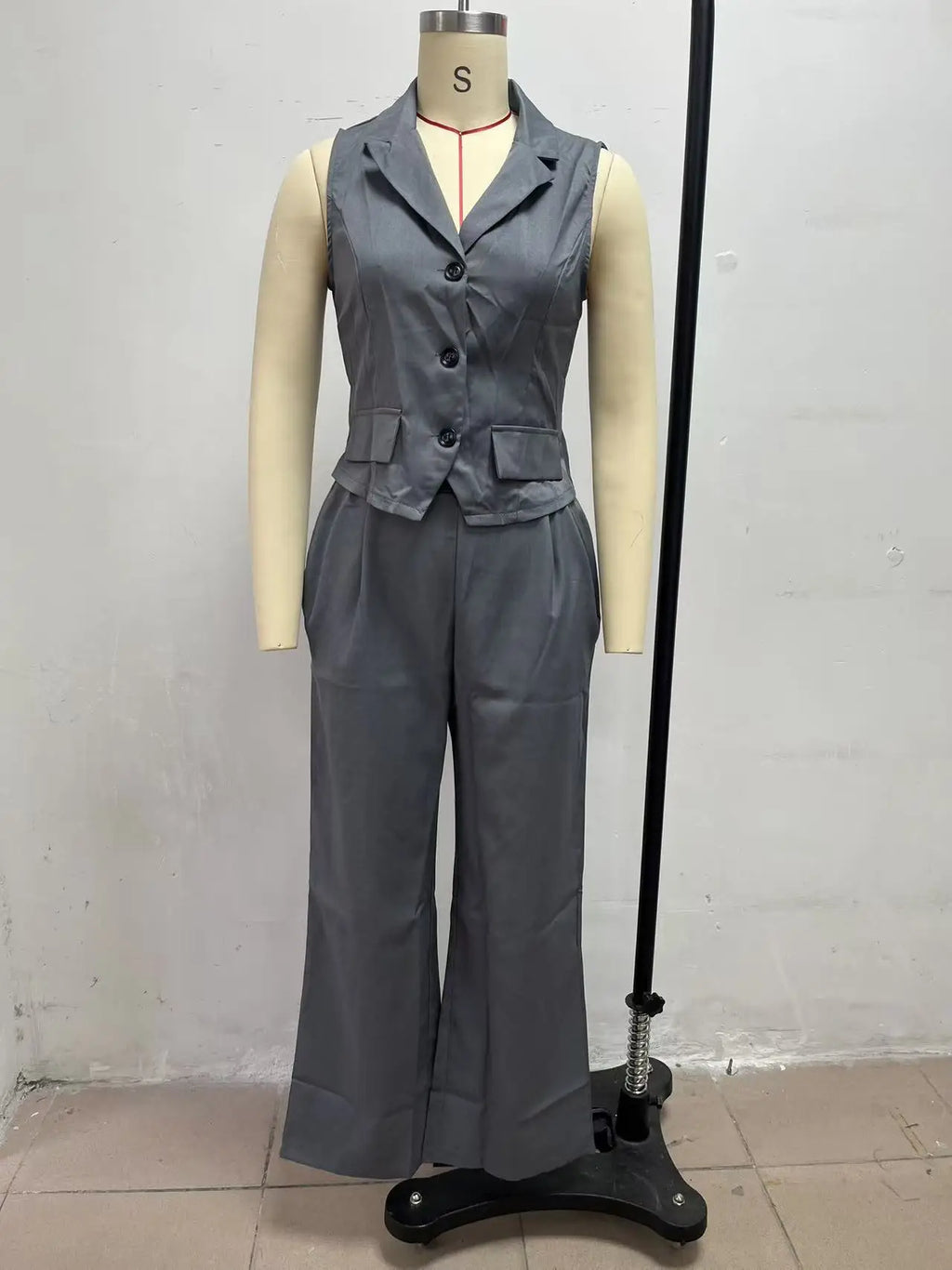 2026 Summer Women Two Piece Set Single-breasted Sleeveless Vest Top And Trousers Pants Set Suit Office Ladies Suits