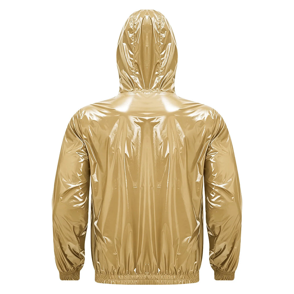 Mens Waterproof Hooded Jacket Tops Breathable Raincoat Waterproof Windproof Outdoor Biking Fishing Jacket Hood Outerwear