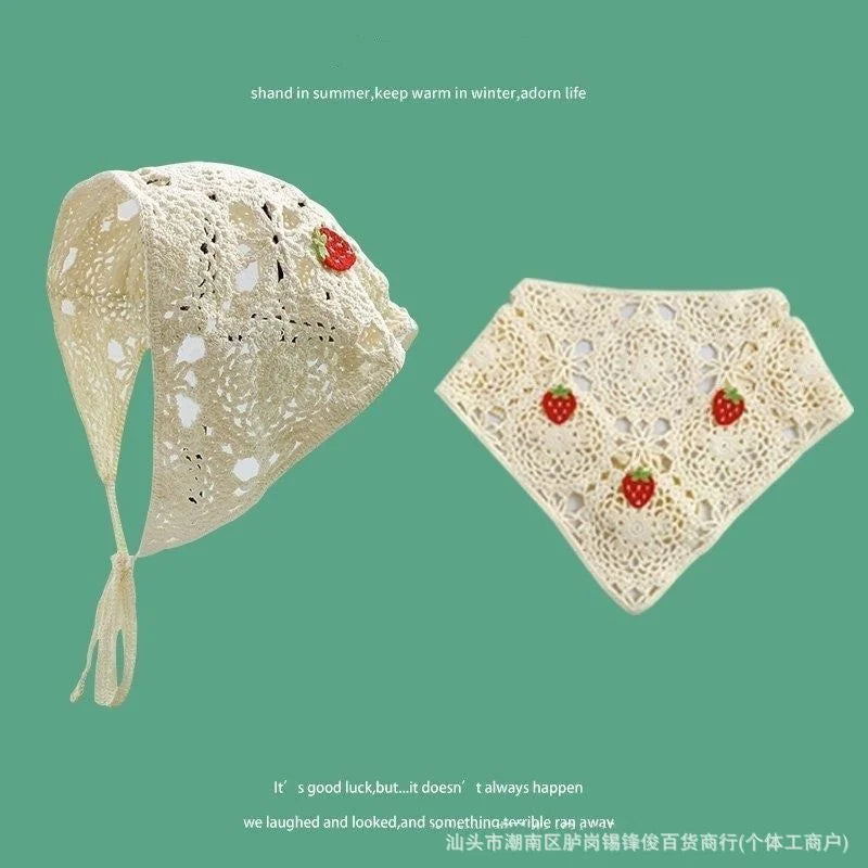 Summer Headwear Headdress with French Pastoral Triangle Hair Scarf Women Girls Lace Band