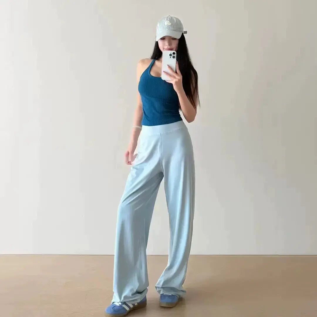 Women's High-Waisted Loose Sporty Wide-Leg Pants with Breathable and Casual Fit for Outdoor Wear