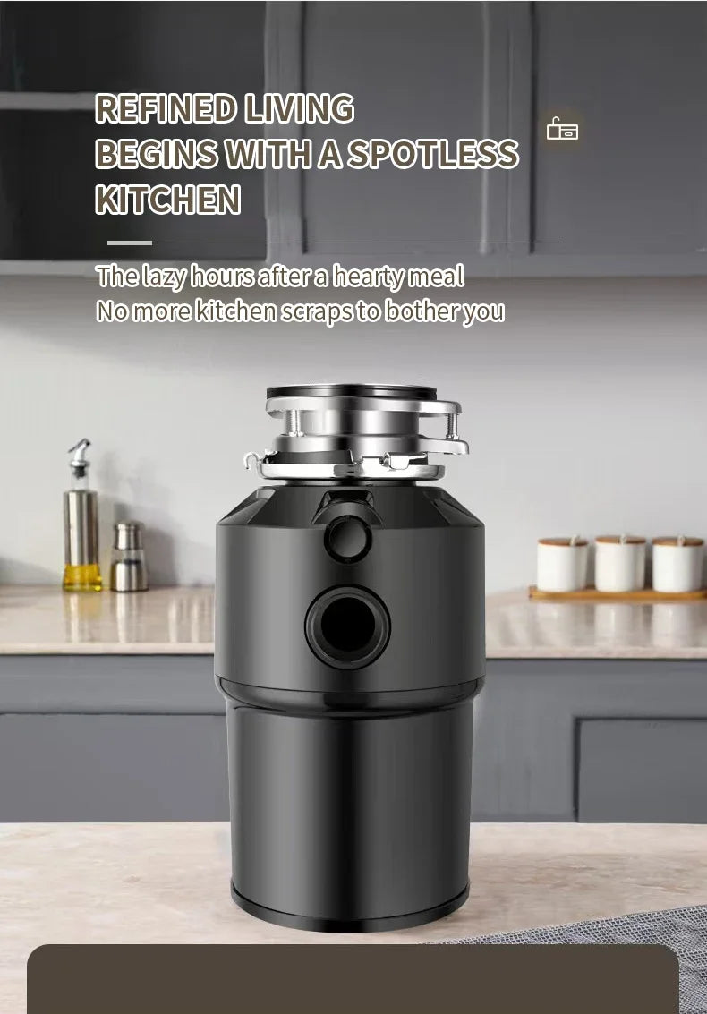 High-Power Garbage Disposer 220V Household Food Processor Kitchen Waste Grinder Efficient Bone Crushing