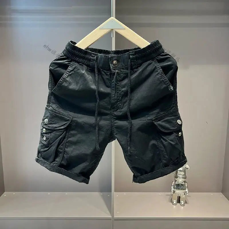 2025 Summer Work Shorts for Men Casual Multi-pocket Loose Elastic Five Points