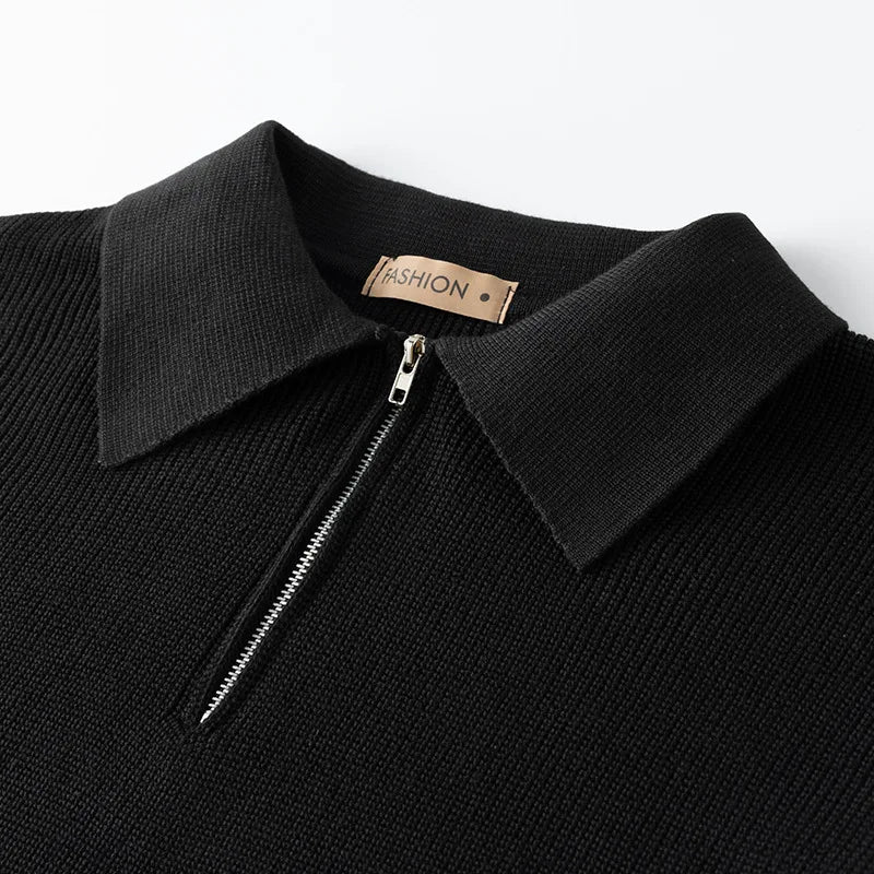Spring Autumn Men's Turn-Down Collar Pullovers Long Sleeve Knitted Sweater Half Zipper Solid Casual Pullovers Man Loose Knitwear